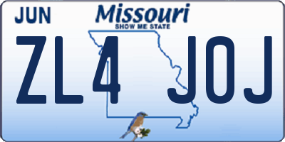 MO license plate ZL4J0J