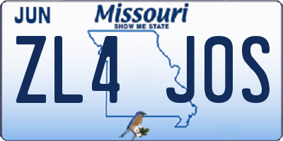 MO license plate ZL4J0S