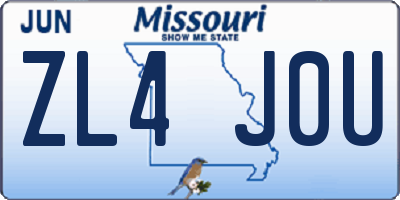 MO license plate ZL4J0U