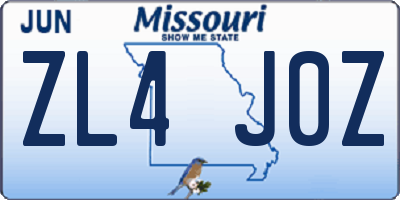 MO license plate ZL4J0Z