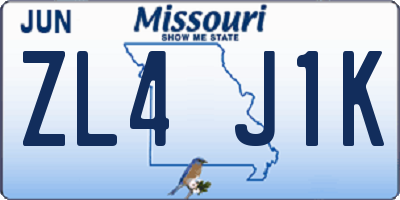 MO license plate ZL4J1K