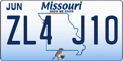 MO license plate ZL4J1O