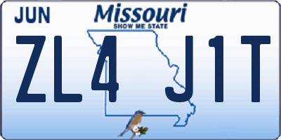 MO license plate ZL4J1T
