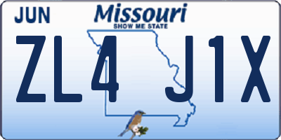 MO license plate ZL4J1X