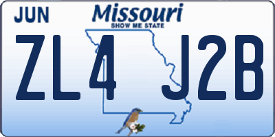 MO license plate ZL4J2B
