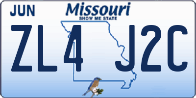 MO license plate ZL4J2C