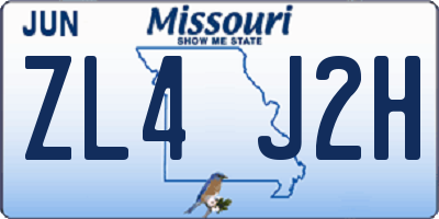 MO license plate ZL4J2H