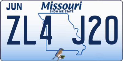 MO license plate ZL4J2O