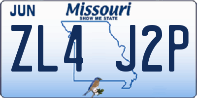 MO license plate ZL4J2P