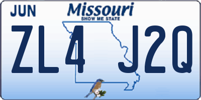 MO license plate ZL4J2Q