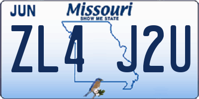 MO license plate ZL4J2U