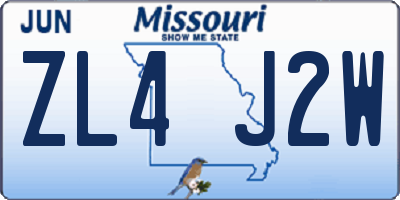MO license plate ZL4J2W