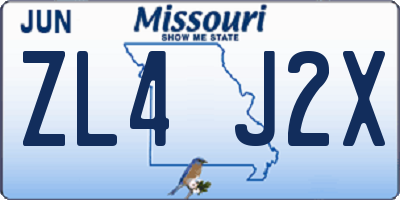 MO license plate ZL4J2X