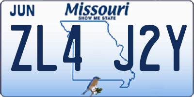 MO license plate ZL4J2Y