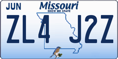 MO license plate ZL4J2Z