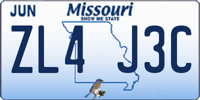 MO license plate ZL4J3C