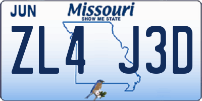 MO license plate ZL4J3D