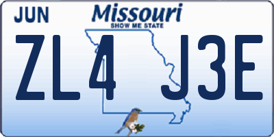 MO license plate ZL4J3E
