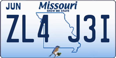 MO license plate ZL4J3I