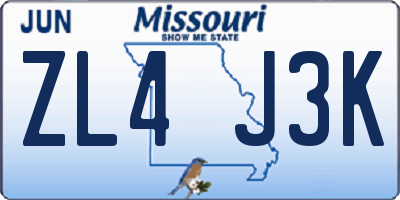 MO license plate ZL4J3K