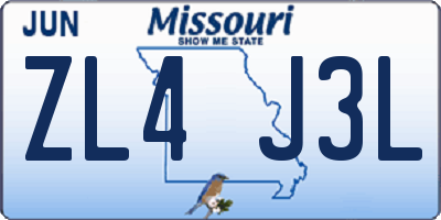 MO license plate ZL4J3L