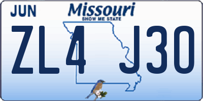 MO license plate ZL4J3O