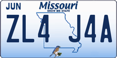 MO license plate ZL4J4A