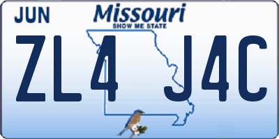 MO license plate ZL4J4C