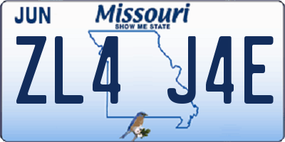 MO license plate ZL4J4E