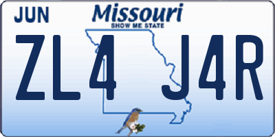 MO license plate ZL4J4R
