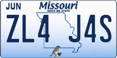 MO license plate ZL4J4S