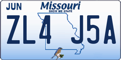 MO license plate ZL4J5A