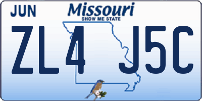 MO license plate ZL4J5C