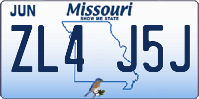 MO license plate ZL4J5J
