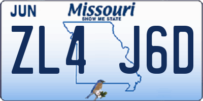 MO license plate ZL4J6D