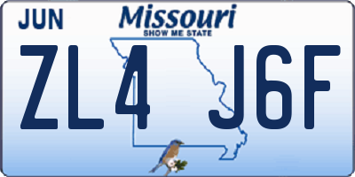 MO license plate ZL4J6F