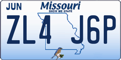 MO license plate ZL4J6P