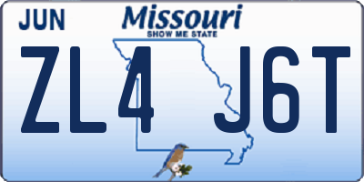 MO license plate ZL4J6T