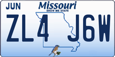 MO license plate ZL4J6W