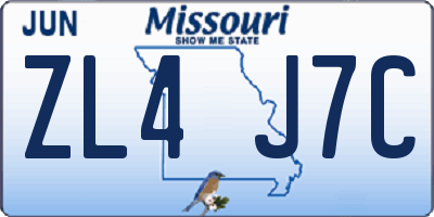 MO license plate ZL4J7C