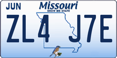 MO license plate ZL4J7E