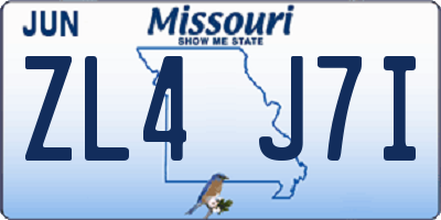 MO license plate ZL4J7I