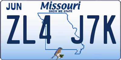 MO license plate ZL4J7K