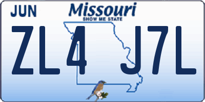 MO license plate ZL4J7L