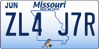 MO license plate ZL4J7R