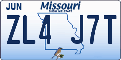 MO license plate ZL4J7T