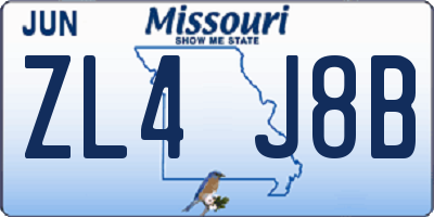 MO license plate ZL4J8B