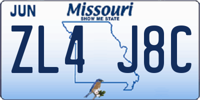 MO license plate ZL4J8C