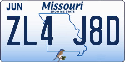 MO license plate ZL4J8D