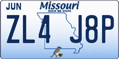 MO license plate ZL4J8P